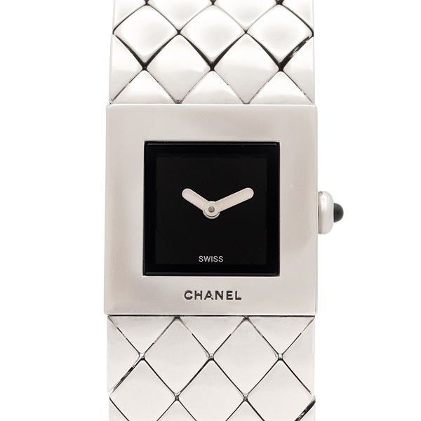 CHANEL Matelasse Wrist Watch H0009 Quartz Stainless Steel Used Women CC Coco