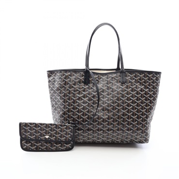 GOYARD Saint Louis PM Tote Bag canvas leather Black White Brown Used Women
