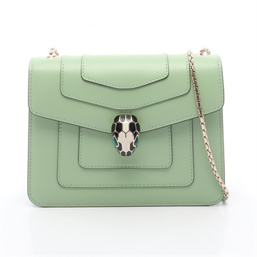 BVLGARI Serpenti Forever Crossbody Chain Shoulder Bag leather Green Used