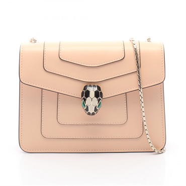 BVLGARI Serpenti Forever Chain Shoulder Bag leather Pink Used Women