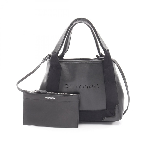BALENCIAGA Navy Cabas XS Shoulder Crossbody Handbag 390346 leather Black Used