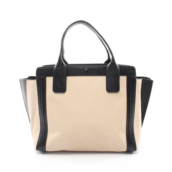 Chloe Alison Tote Hand Bag Leather Beige Black Used Women