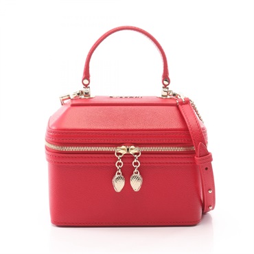 BVLGARI Serpenti Jewelry Box 2WAY Shoulder Handbag leather Red Used Women