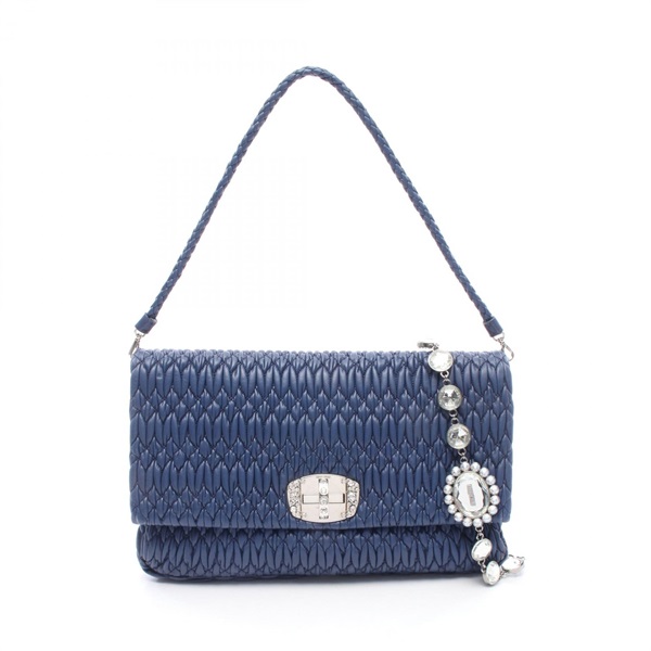 Miu Miu NAPPA CRYSTAL Matelasse Shoulder Handbag RP0169 leather Blue Used Women