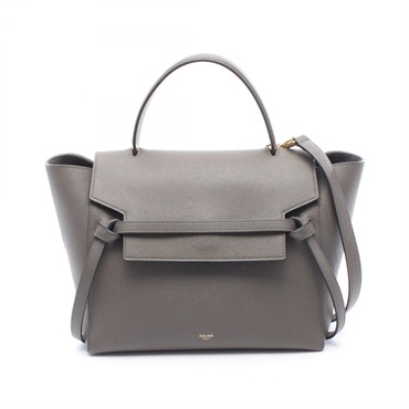 CELINE BELT BAG MINI Shoulder Handbag leather Gray GHW Used Women