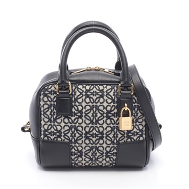 LOEWE Amazona 16 Shoulder Crossbody Handbag A039N21X03 canvas leather Navy Used