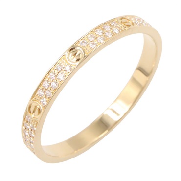 CARTIER Mini Love Ring Pavé Diamond 18KYG Gold Used women US size 9.25 #60
