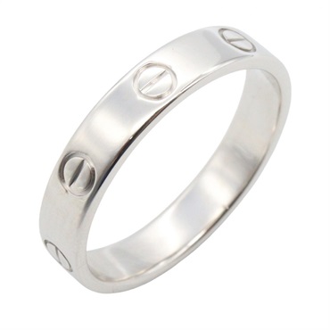 CARTIER Mini Love Ring 18KWG White Gold Used unisex US size 8 #57