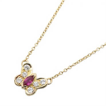 VAN CLEEF & ARPELS Papillon Ruby Diamond Necklace Pendant 18KYG Gold Used Women