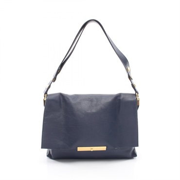 CELINE Blade Shoulder Handbag leather Navy GHW Used Women