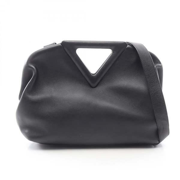 BOTTEGA VENETA Point Medium 2WAY Shoulder Bag 652446 leather Black Used Women