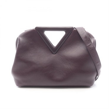 BOTTEGA VENETA Point Medium 2WAY Shoulder Bag 652446 leather Purple Used Women