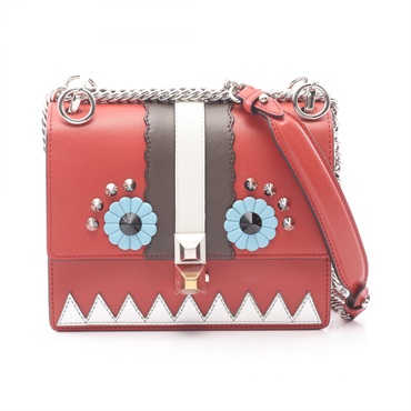 FENDI MINI KAN I chain Shoulder Bag 8M0381-9JU leather Bordeaux Used Women