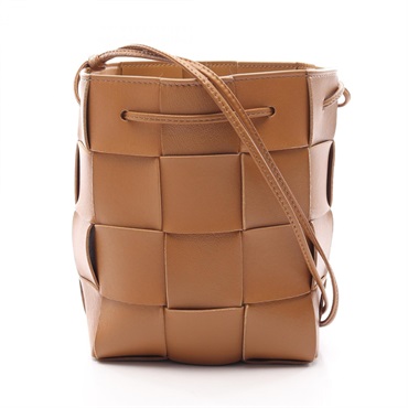 BOTTEGA VENETA small cassette bucket Shoulder Bag 680218 leather Brown Used BV