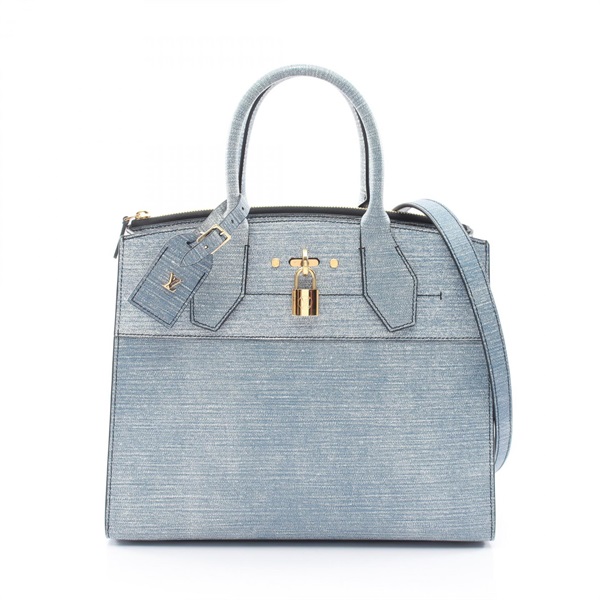LOUIS VUITTON City Steamer MM shoulder Handbag M54509 leather Blue Used Women