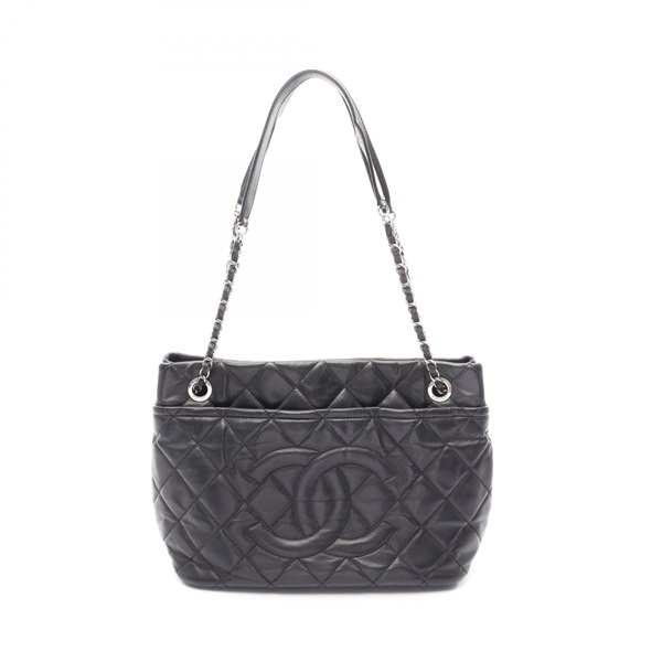 CHANEL Matelasse Chain Tote Shoulder Bag A67294 Calf leather Black SHW Used CC