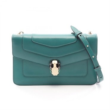 BVLGARI Serpenti Forever Shoulder crossbody Bag 289673 leather Green Used Women