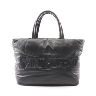 SAINT LAURENT PARIS Wide Puffer Tote Bag 756269 leather Black Used mens