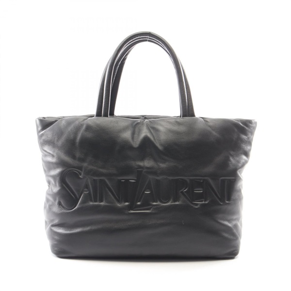 SAINT LAURENT PARIS Wide Puffer Tote Bag 756269 leather Black Used mens