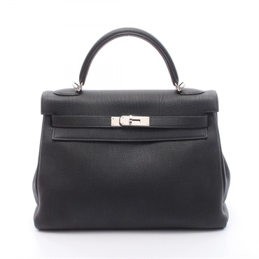HERMES Kelly 32 inside stitched shoulder Handbag T Togo leather Black Used SHW