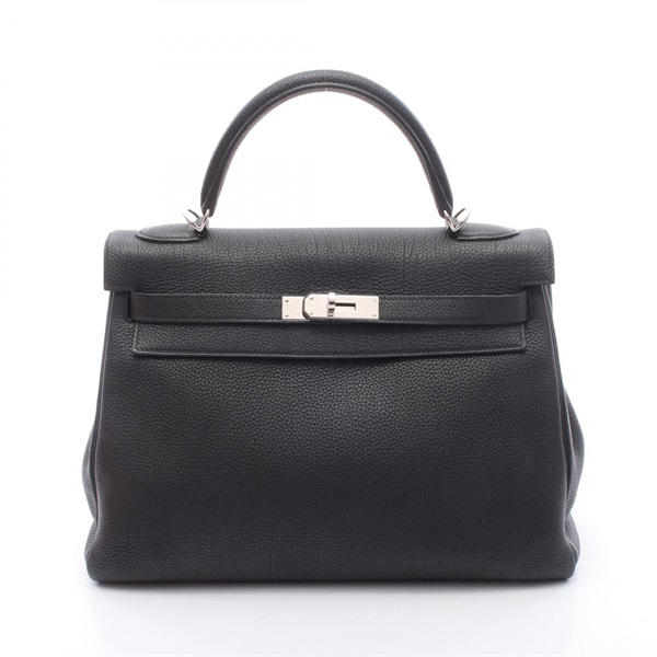 HERMES Kelly 32 inside stitched shoulder Handbag T Togo leather Black Used SHW