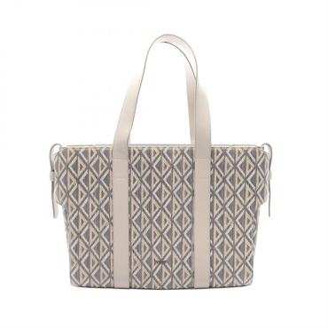 Christian Dior CD Diamond Coral Tote shoulder Bag canvas leather Gray Used Women