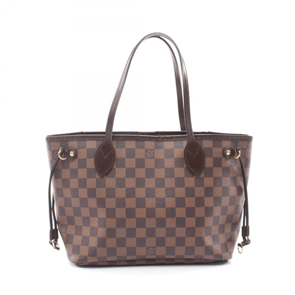 LOUIS VUITTON Neverfull PM Tote shoulder Bag N51109 Damier Ebene used women