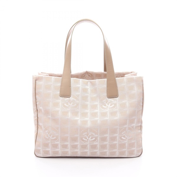 CHANEL New Travel Line MM Tote Bag A15991 leather Nylon canvas Beige Used GHW CC