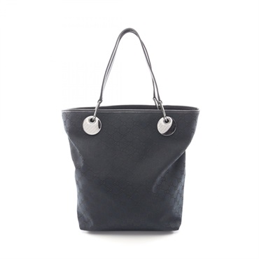 GUCCI GG canvas Tote Shoulder Handbag 120836 canvas leather Black Used Women