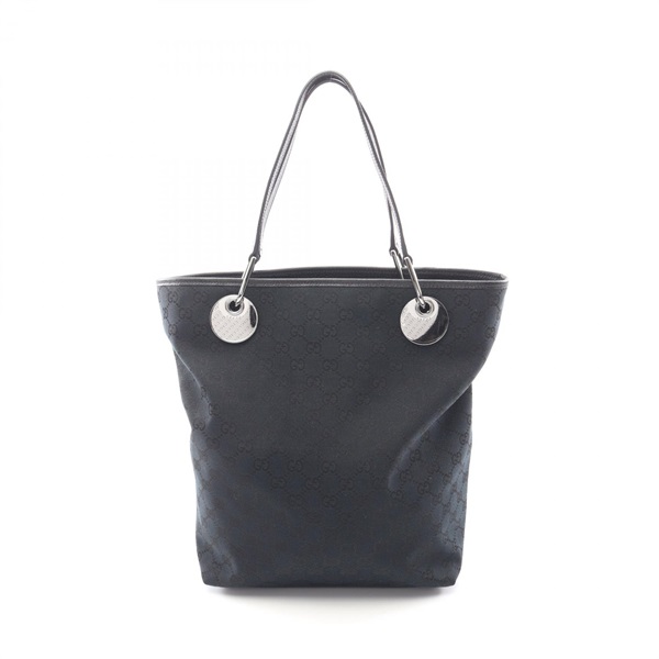 GUCCI GG canvas Tote Shoulder Handbag 120836 canvas leather Black Used Women