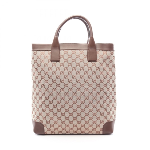 GUCCI GG canvas Tote Handbag canvas leather Beige Used Women