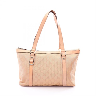 GUCCI Abbey GG canvas Tote Shoulder Bag 141470 canvas leather Pink Used Women