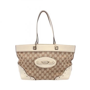 GUCCI GG canvas Shoulder Tote Bag 145993 canvas leather Beige Used Women