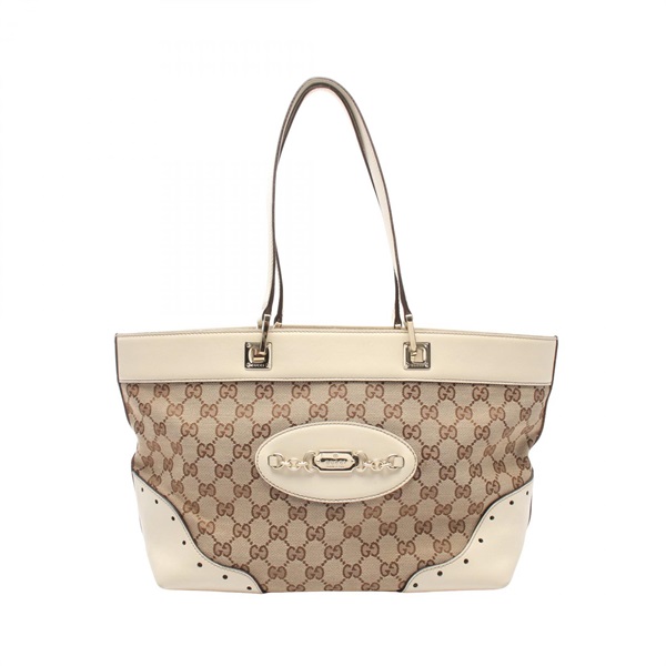 GUCCI GG canvas Shoulder Tote Bag 145993 canvas leather Beige Used Women