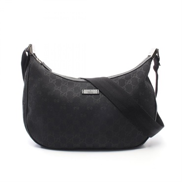 GUCCI GG canvas Shoulder Crossbody Bag 122790 canvas leather Black Used Women