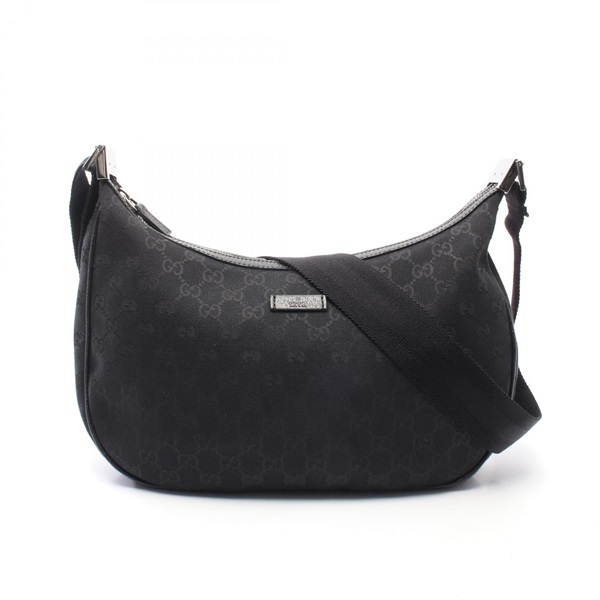 GUCCI GG canvas Shoulder Crossbody Bag 122790 canvas leather Black Used Women