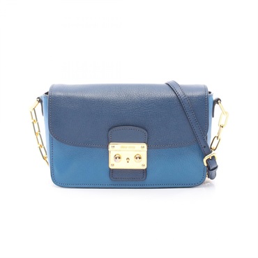 Miu Miu MADRAS BICOLORE Madras Shoulder Bag RT0544 leather Blue Navy Used Women