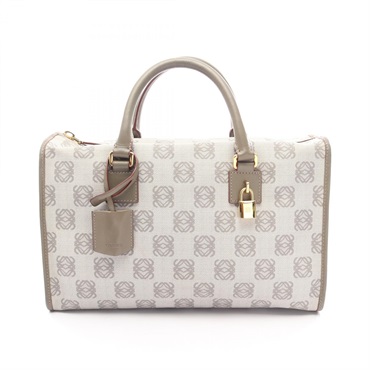 LOEWE Anagram Hand Tote Bag PVC coated canvas leather Gray Used Women