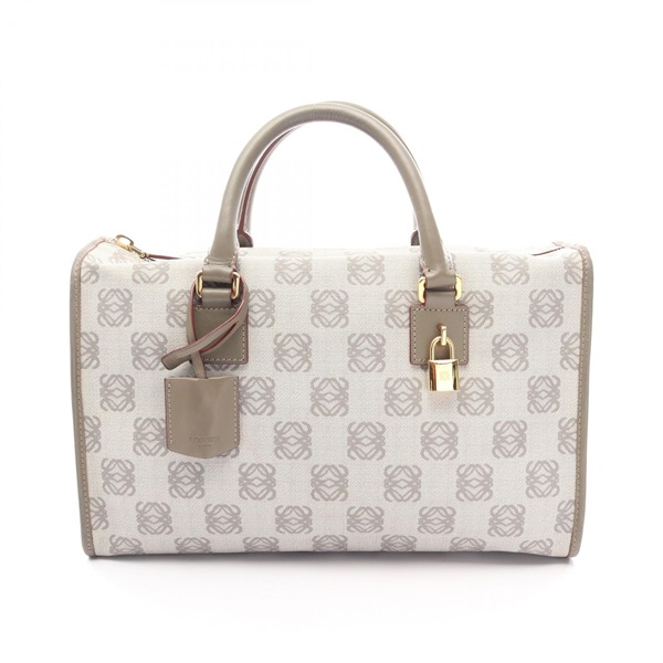 LOEWE Anagram Hand Tote Bag PVC coated canvas leather Gray Used Women