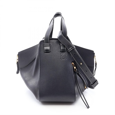 LOEWE HAMMOCK SMALL Shoulder Handbag leather Navy Black Used Women