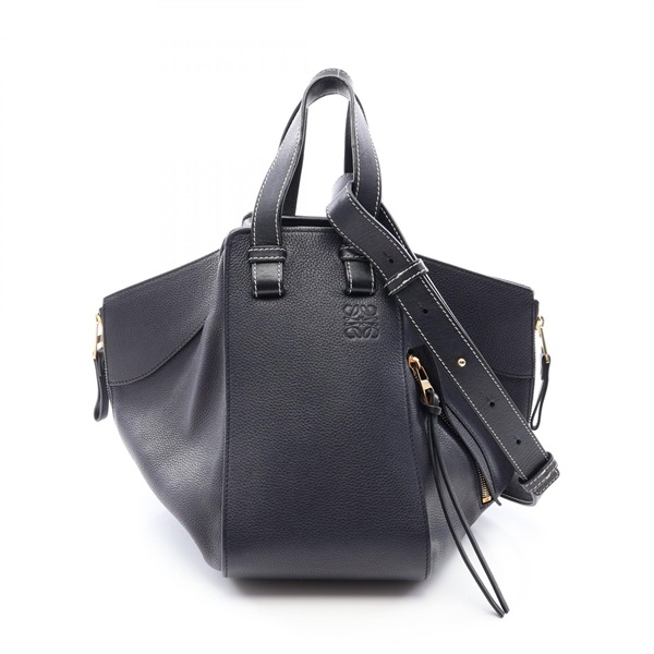 LOEWE HAMMOCK SMALL Shoulder Handbag leather Navy Black Used Women