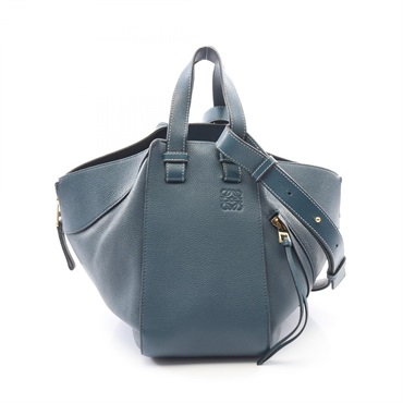 LOEWE HAMMOCK SMALL Shoulder Handbag leather Blue Used Women
