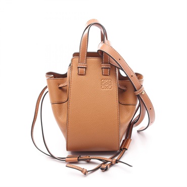 LOEWE Hammock Drawstring Mini 2WAY Shoulder Handbag leather Brown Used Women