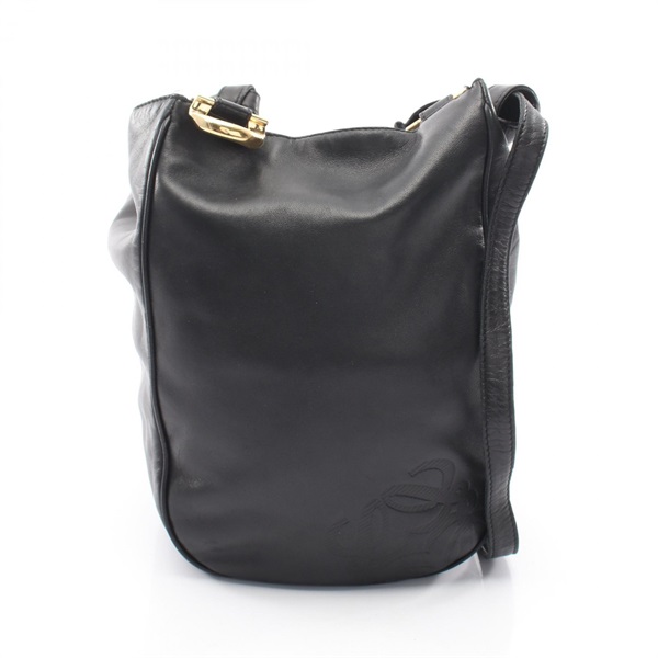 LOEWE Anagram Shoulder Bag leather Black Used Women