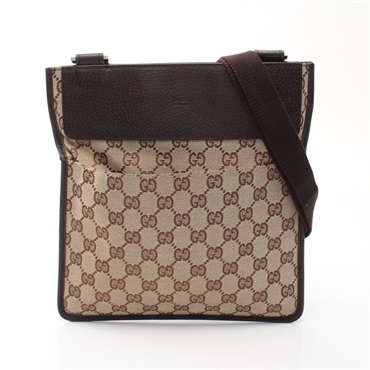 GUCCI GG canvas Shoulder crossbody Bag 27639 leather Beige Brown Used Women