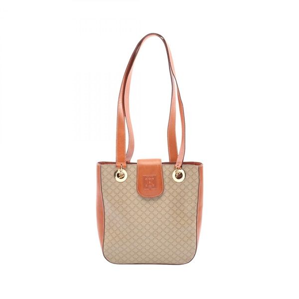 CELINE Triomphe Shoulder Tote Bag PVC coated canvas leather Beige Brown Used