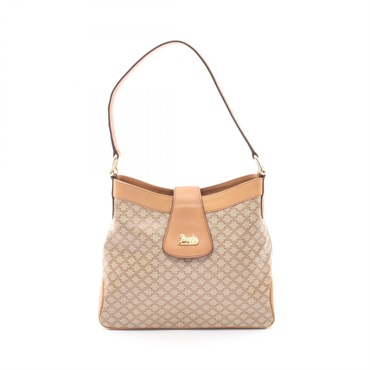 CELINE Triomphe Shoulder Bag canvas leather Beige Brown Used Women