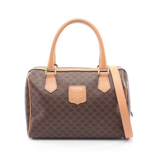 CELINE Macadam Shoulder Crossbody Handbag Coated canvas leather Brown Used Women