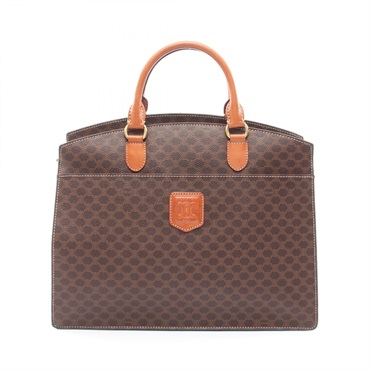 CELINE Macadam Tote Handbag PVC coated canvas leather Brown Used Women