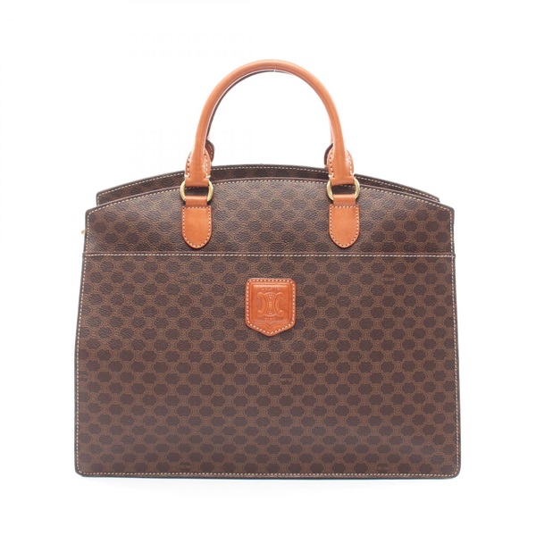 CELINE Macadam Tote Handbag PVC coated canvas leather Brown Used Women